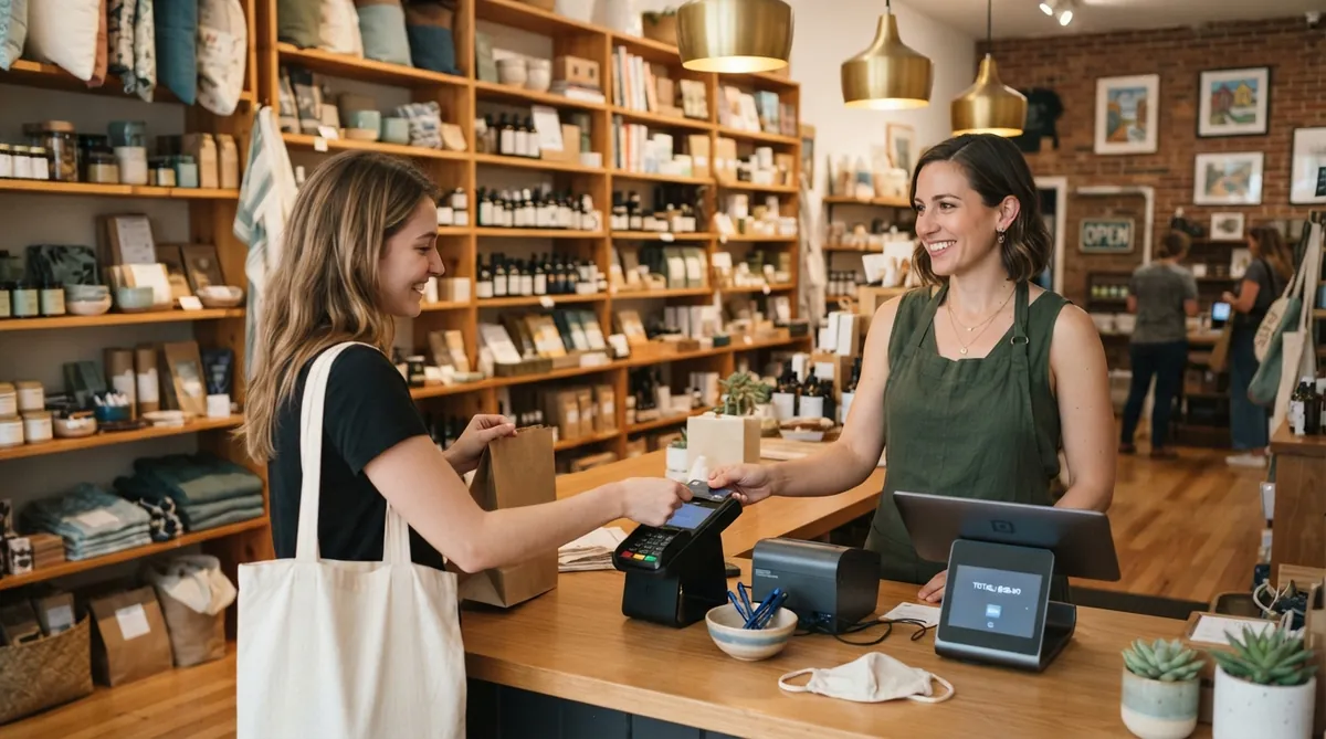 Store checkout with modern payment technology